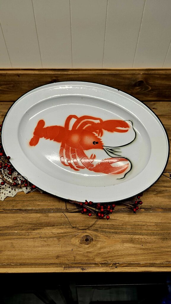 Vintage Enamelware Oval Lobster Platter