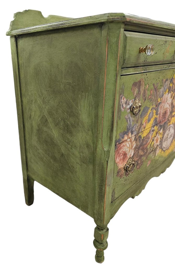 Vintage Custom painted dresser w/ IOD paint transfer