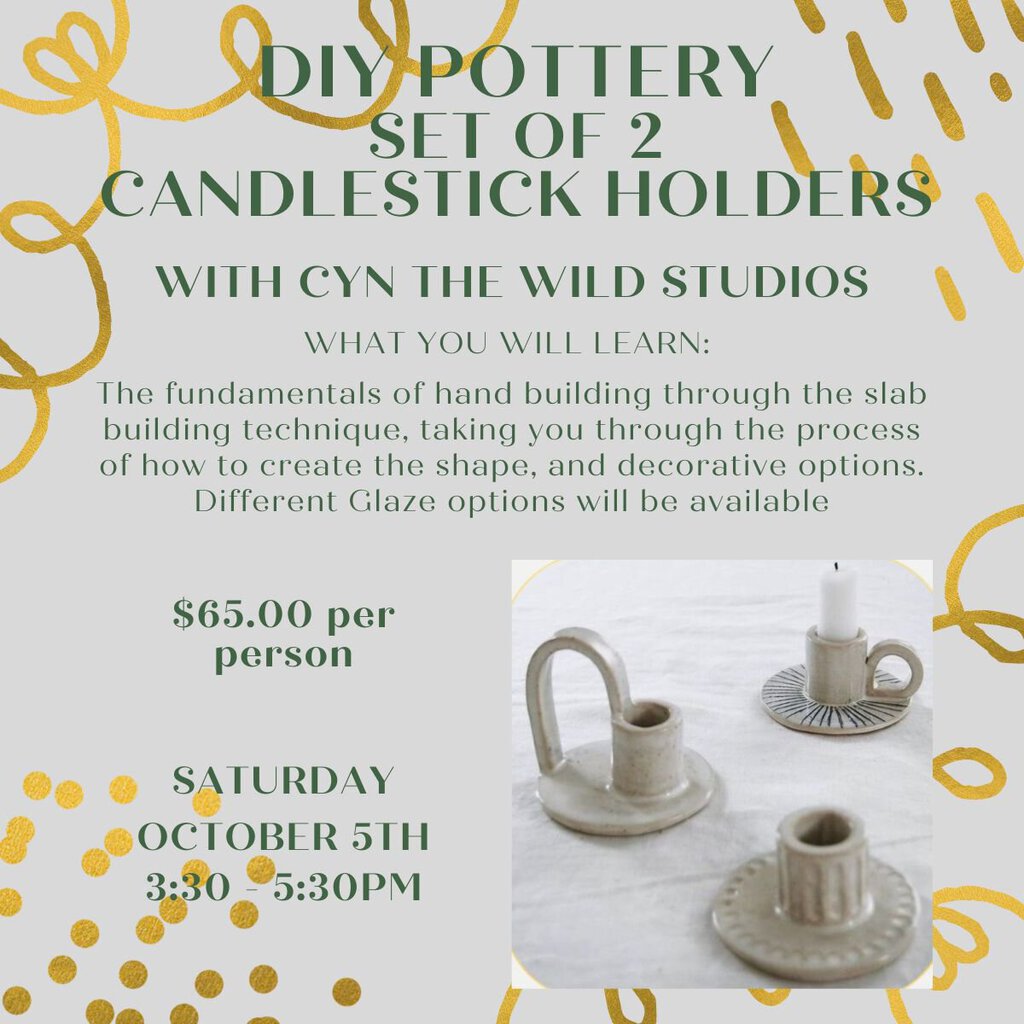 DIY Pottery Class - Set of 2 Candlestick Holders