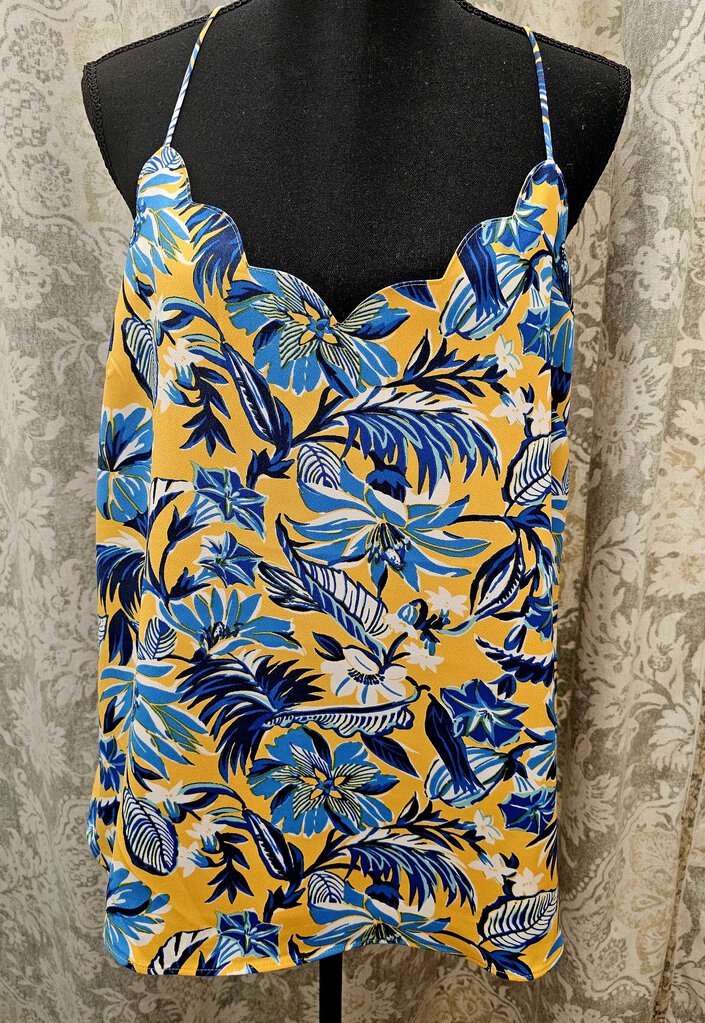 J. Crew yellow & blue scallop spaghetti strap tank top - Size 12