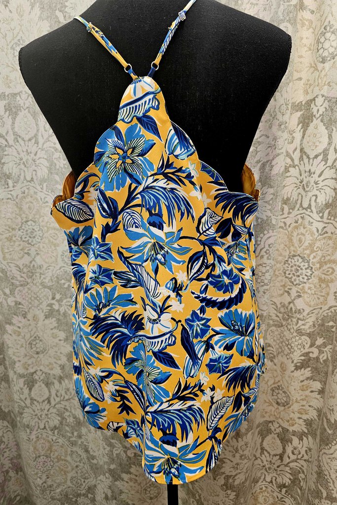 J. Crew yellow & blue scallop spaghetti strap tank top - Size 12