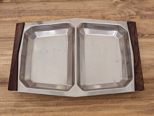 MCM Stainless Steel Danish Stelton double Serving Tray