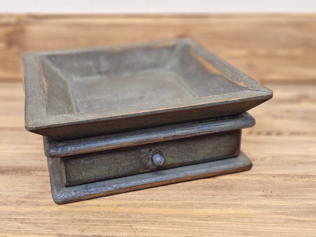 Wood tray with drawer