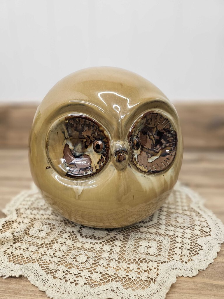 Vintage Large Orb Ceramic Owl Head