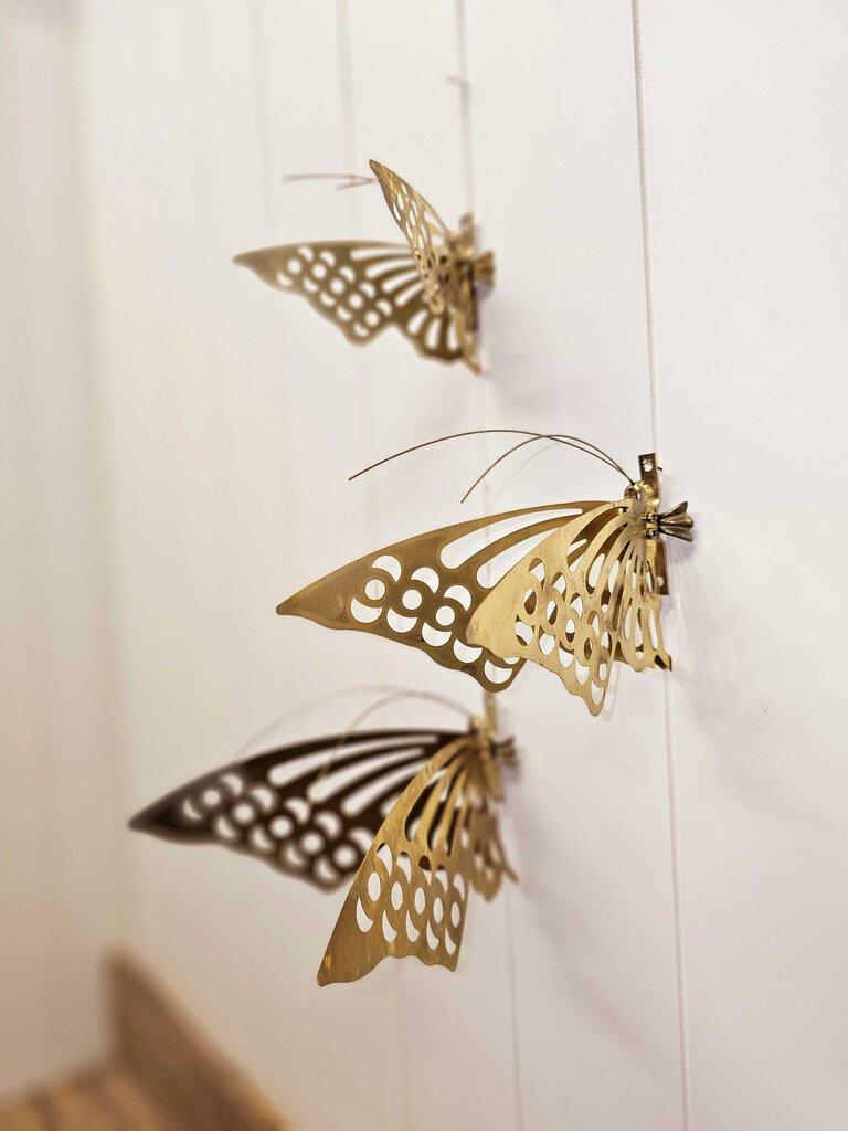 Set of 3 MCM brass butterflies wall decor