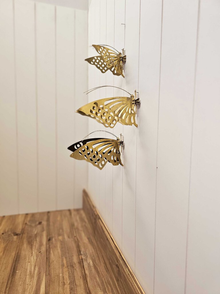 Set of 3 MCM brass butterflies wall decor