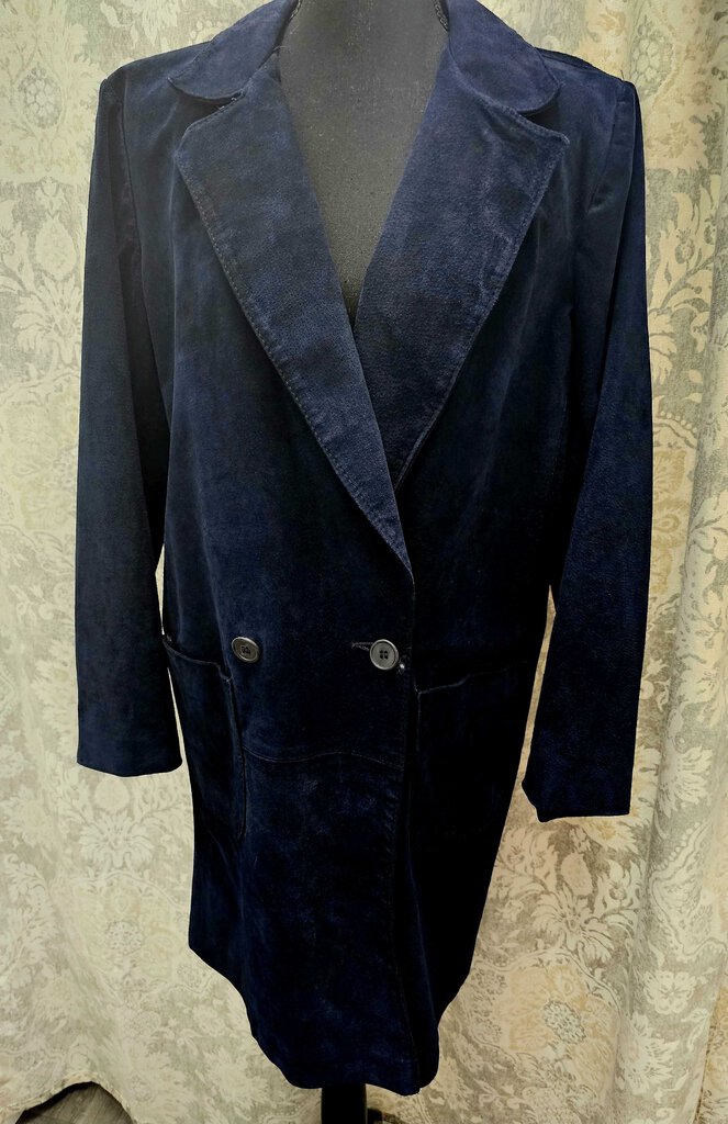 Vintage navy suede double-breasted coat