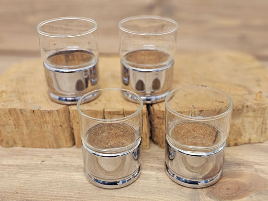 Set of 4 Hellerware Chrome Cork sleeve Glasses