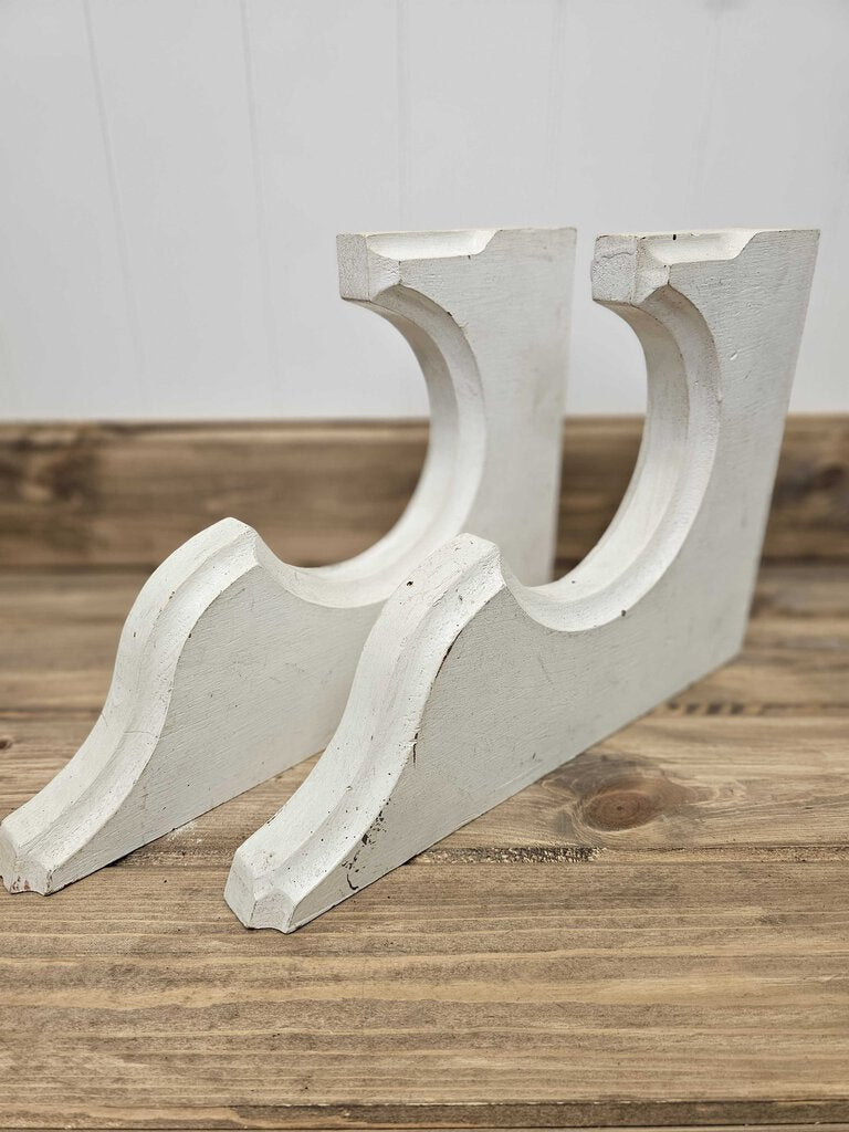 Pair of reclaimed white wood corbels