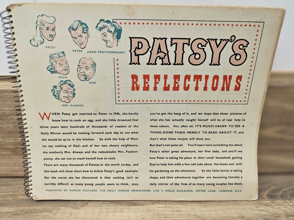 undated (circa 1948) 'Patsy's Reflections' illustrated cookbook published by the Daily Mirror