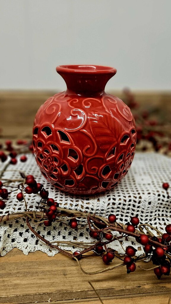 Beautiful Red Ceramic Candleholder