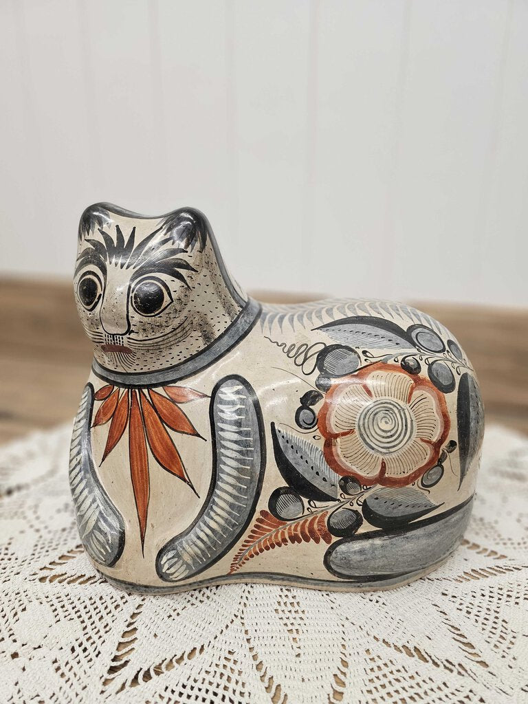 Large Tonala (Mexican Pottery) cat figurine