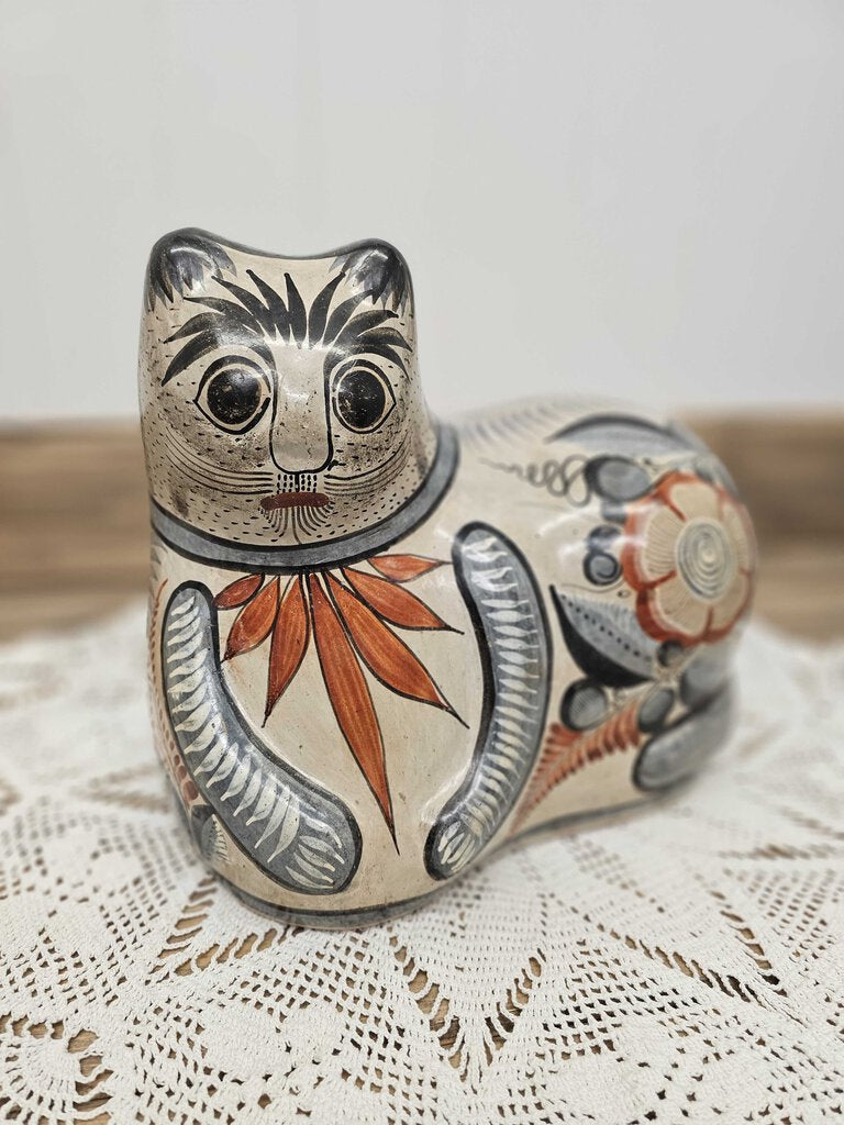 Large Tonala (Mexican Pottery) cat figurine