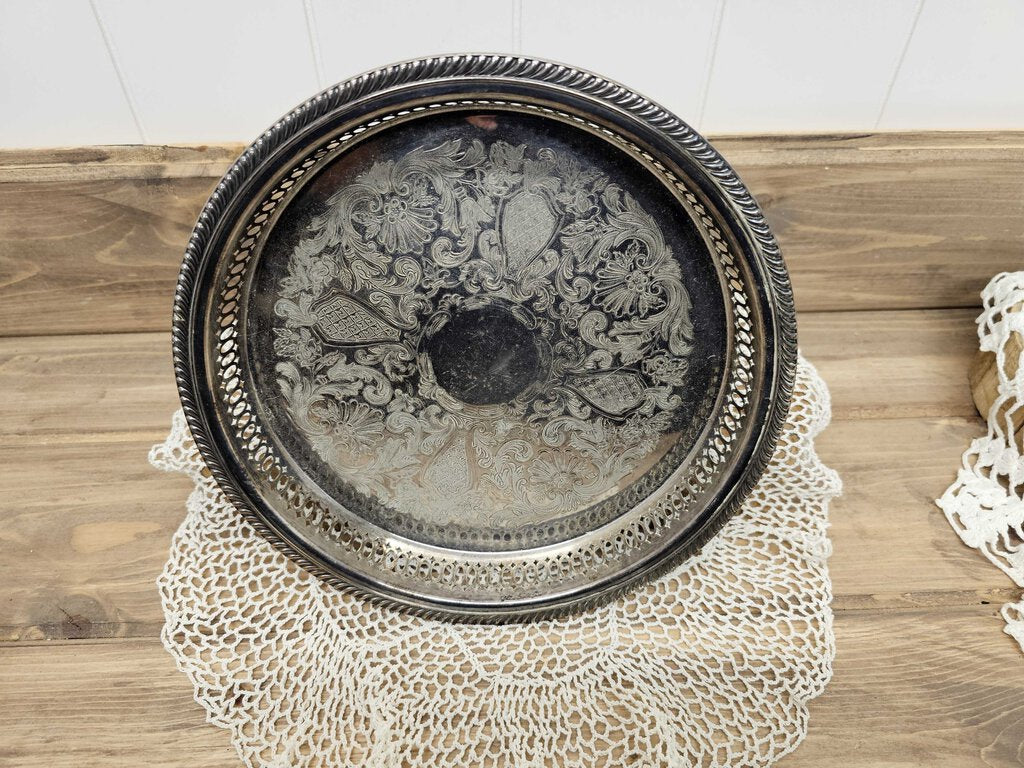 Vintage mid-century silver-plate serving tray