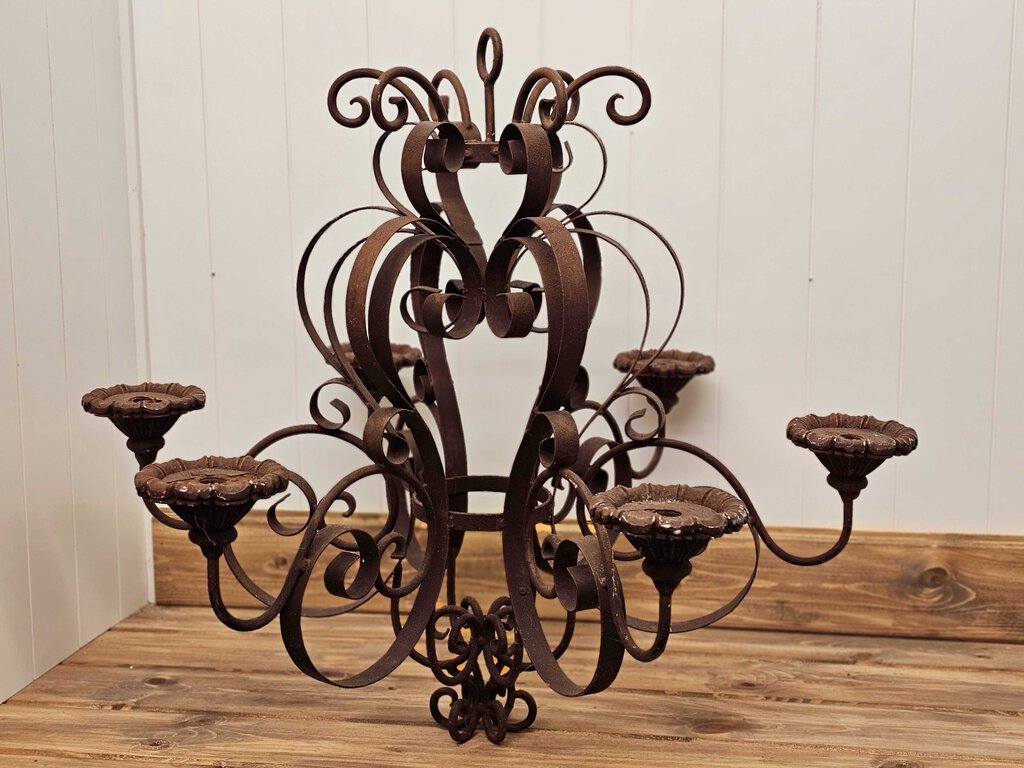 Vintage Cast Iron Candle Chandelier