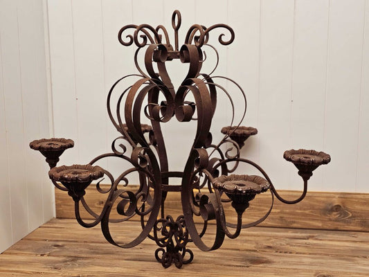 Vintage Cast Iron Candle Chandelier