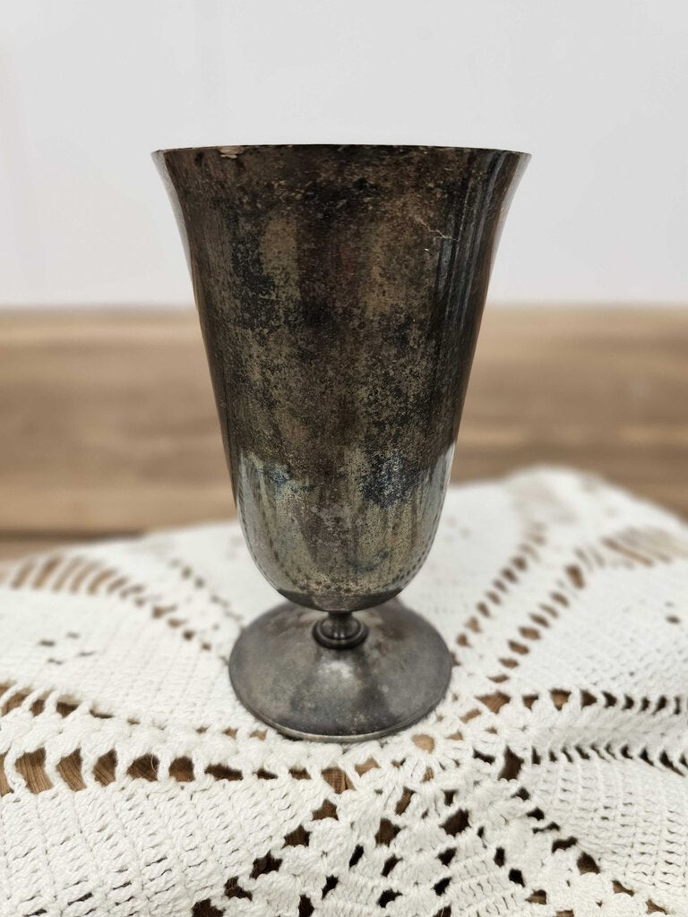 Vintage tarnished silver-plate goblet