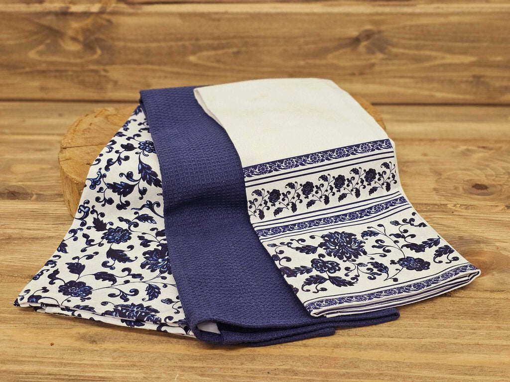 Set of 3 tea towels - Canton Blue