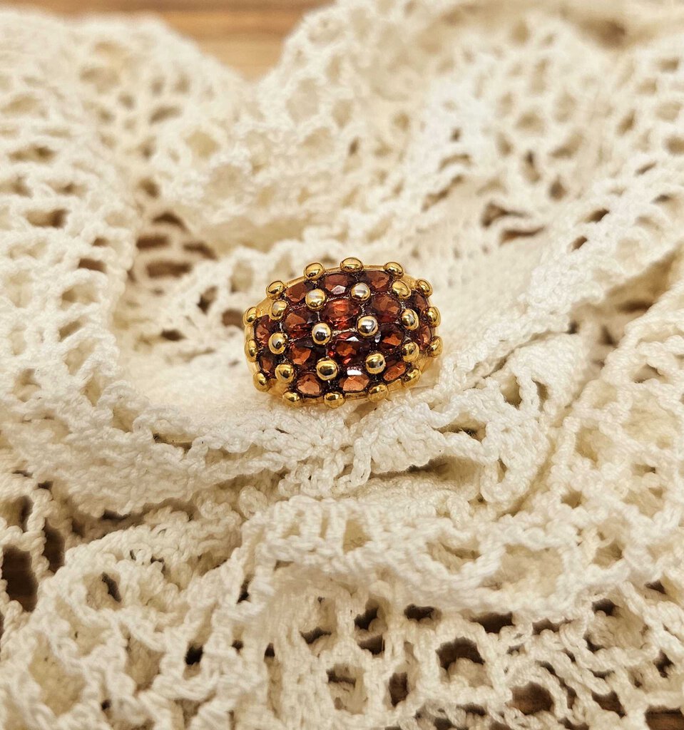 Vintage Sterling w/ Gold Vermeil Garnet Ring