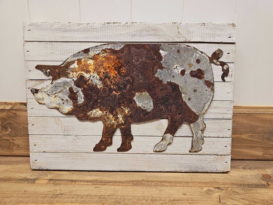 Rustic Pig on Reclaimed Wood