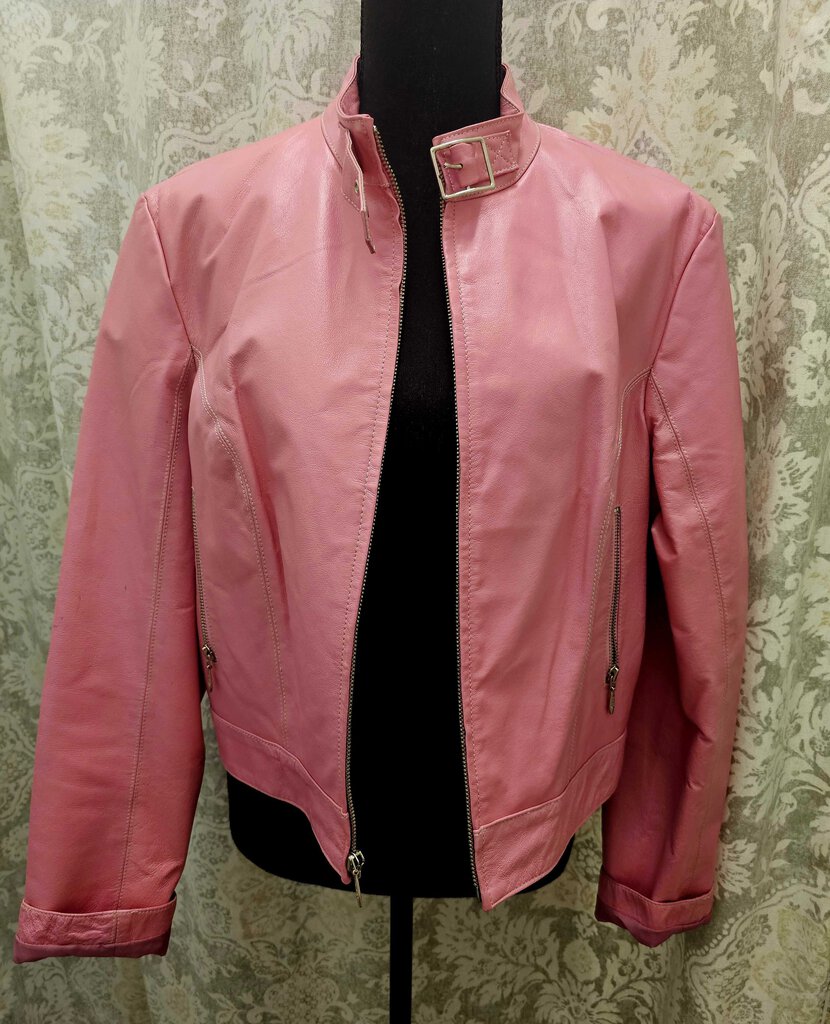 Wilson's Vintage Pink Leather Moto Jacket - Size XL