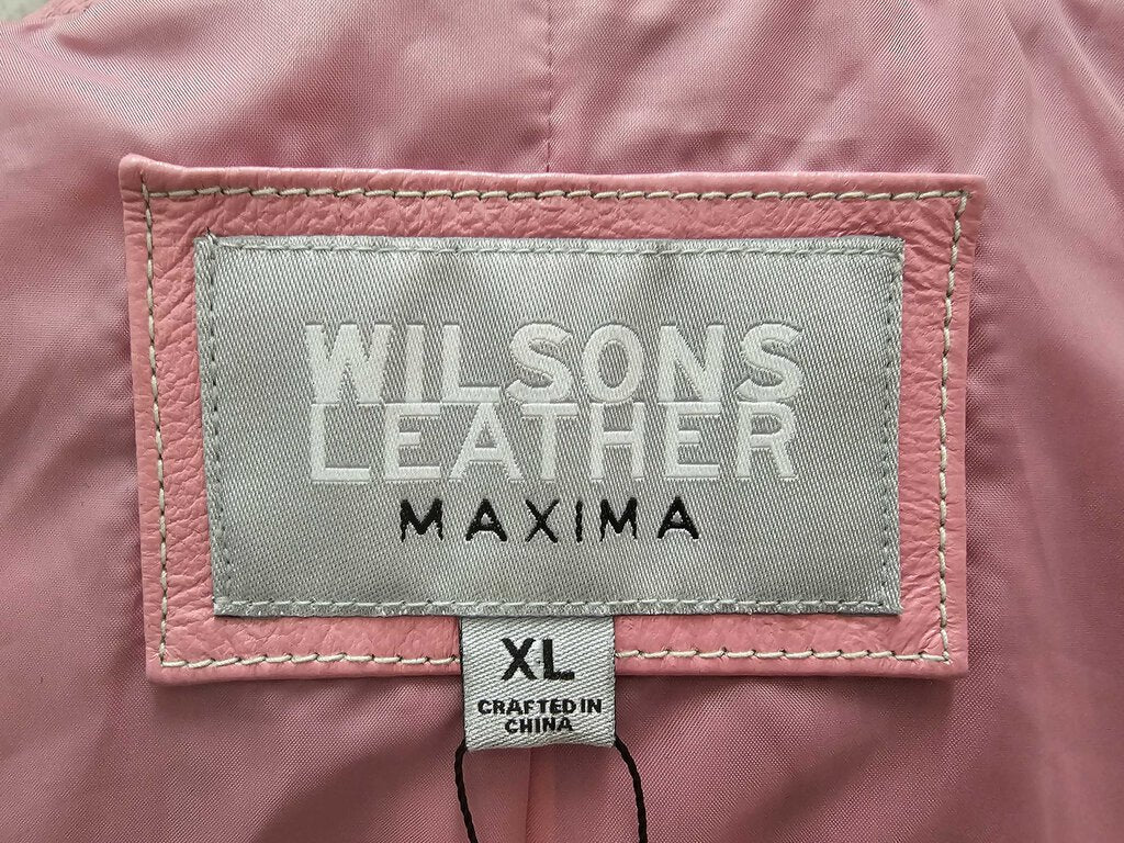 Wilson's Vintage Pink Leather Moto Jacket - Size XL