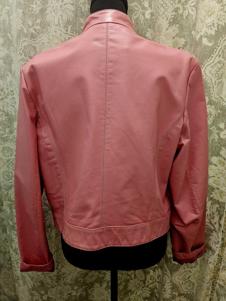 Wilson's Vintage Pink Leather Moto Jacket - Size XL