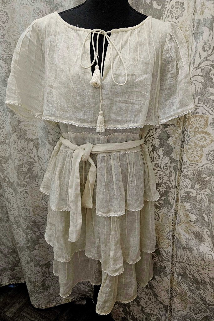 Tory Burch 100% Linen Prairie Tiered dress - Size 12