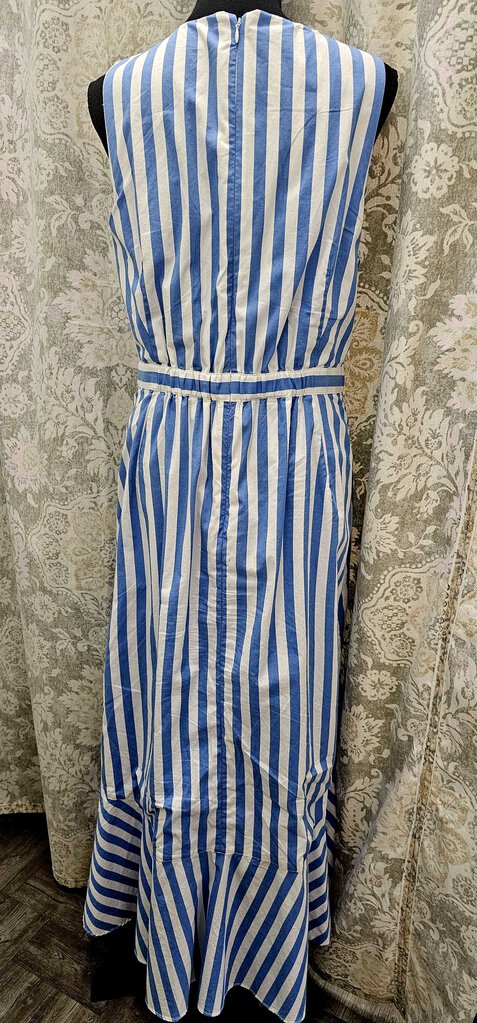 J. Crew blue & white striped asymetrical hem maxi dress - Size 10