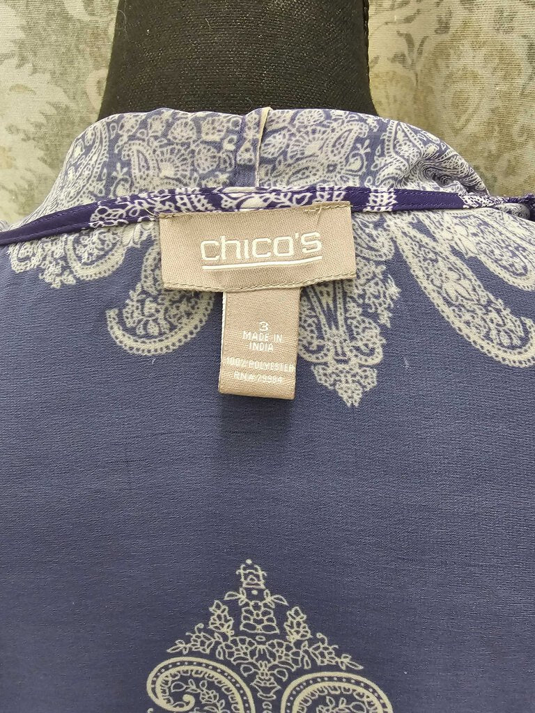 Chicos purple paisley sleeveless kimono - Chicos Size 3