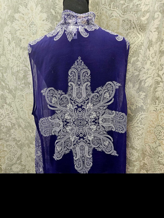 Chicos purple paisley sleeveless kimono - Chicos Size 3