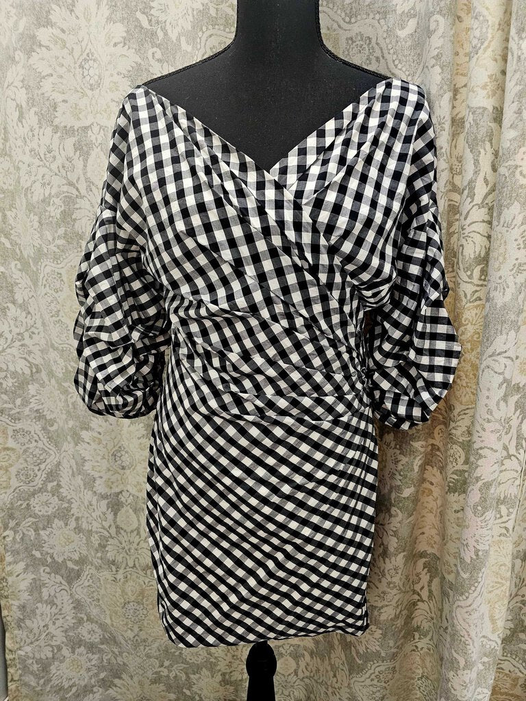 Gianni Bini Buffalo plaid ruched sleeve dress - Size S