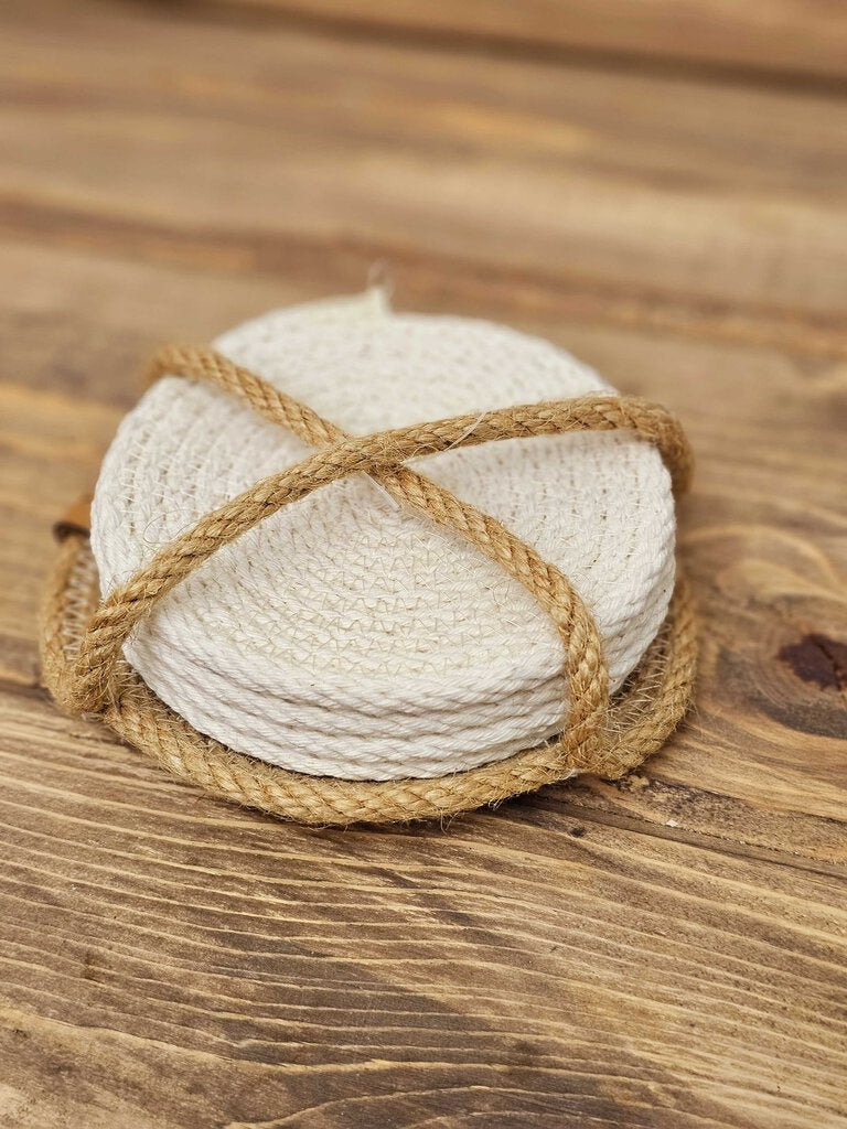 Coastal Cotton Coaster Set - Natural / Raffia