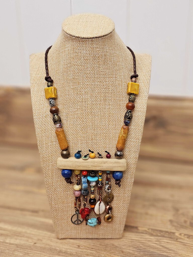 Old Hippie Chick Beads - Driftwood beaded necklace