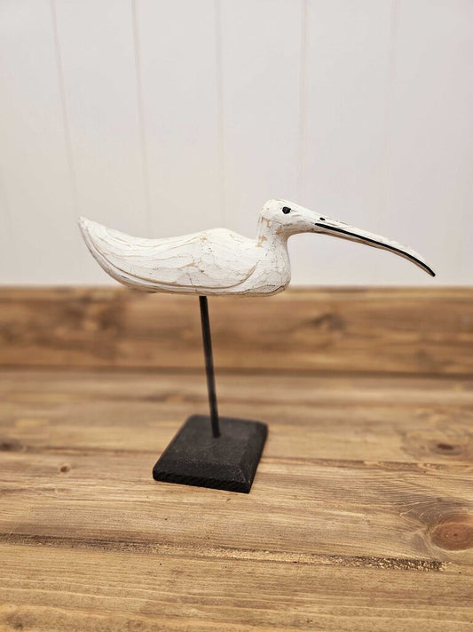 Hand carved wood bird on pedestal