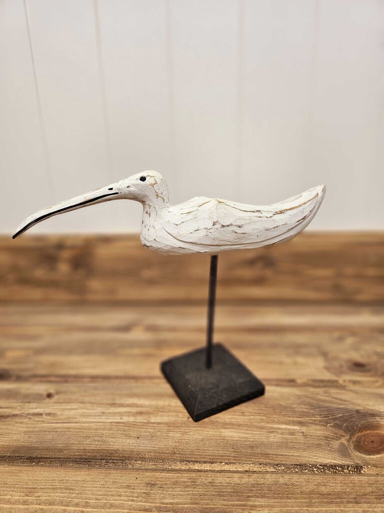 Hand carved wood bird on pedestal