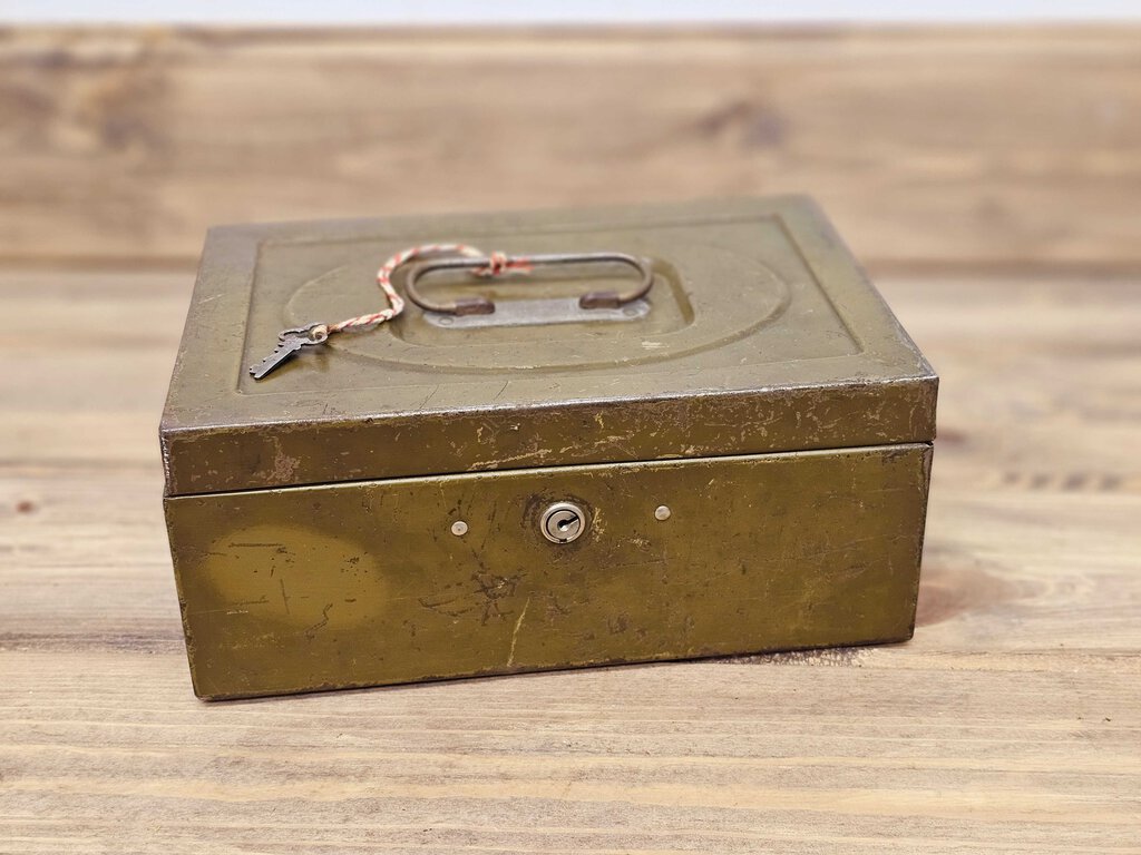 Vintage Metal Lockbox with Key