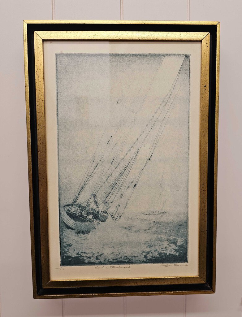 Vintage Don Swann original etching - "Hard a' Starboard" 297/300