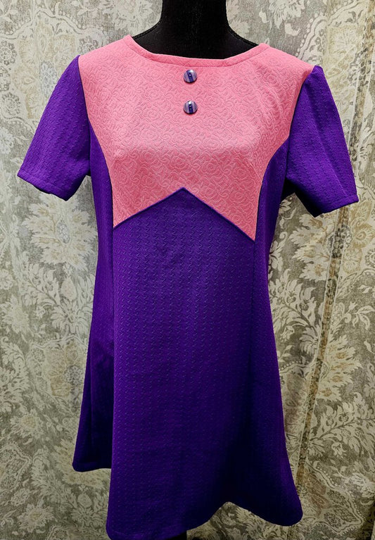 Vintage 1960s Pink and Purple Mod Knit dress