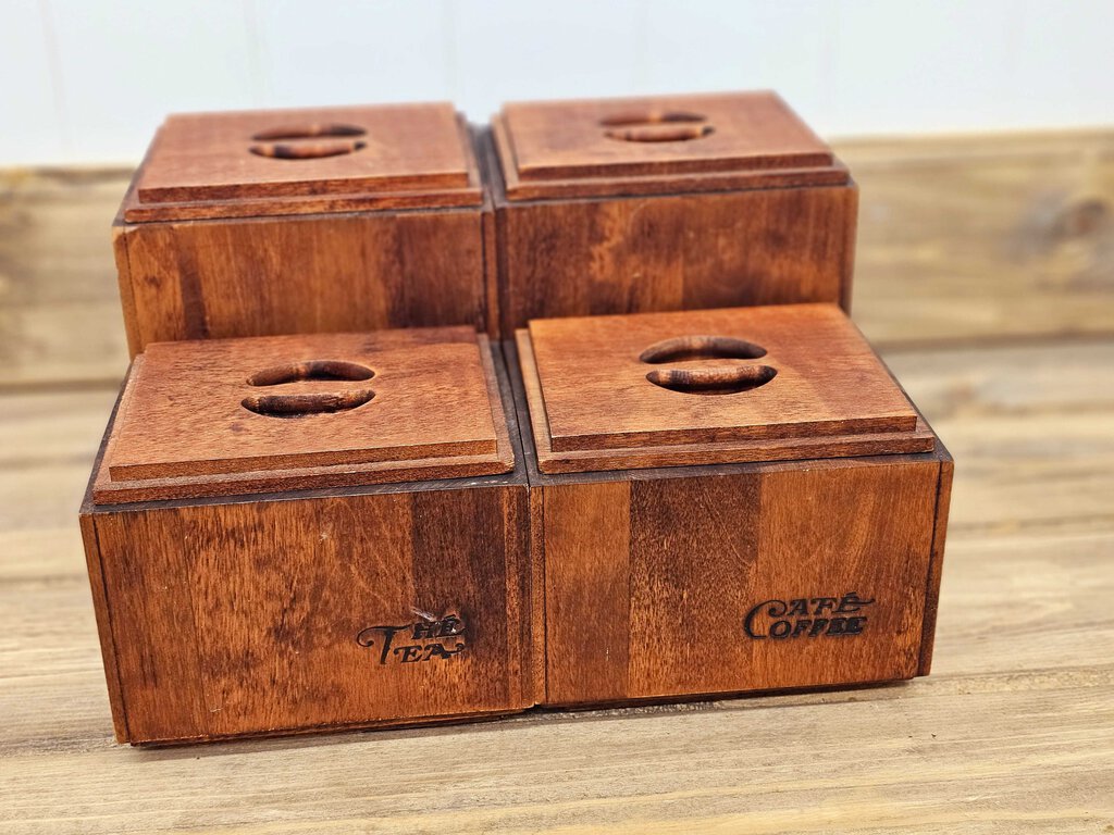 Vintage Set of 4 Baribo-Maid wooden canisters