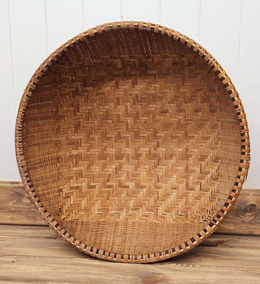 Oversized round rattan/wicker gathering basket