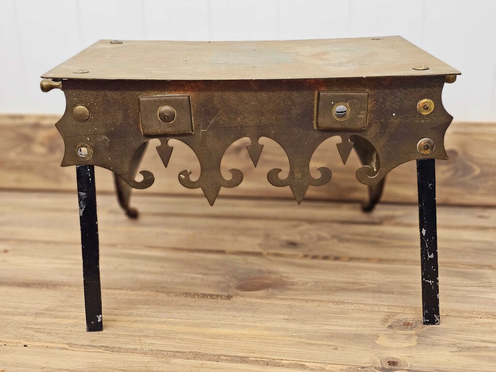 19th Century Brass Fireplace Footman Trivet Stool