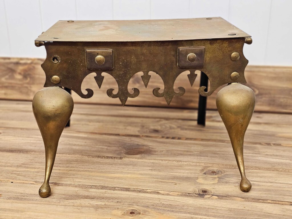 19th Century Brass Fireplace Footman Trivet Stool