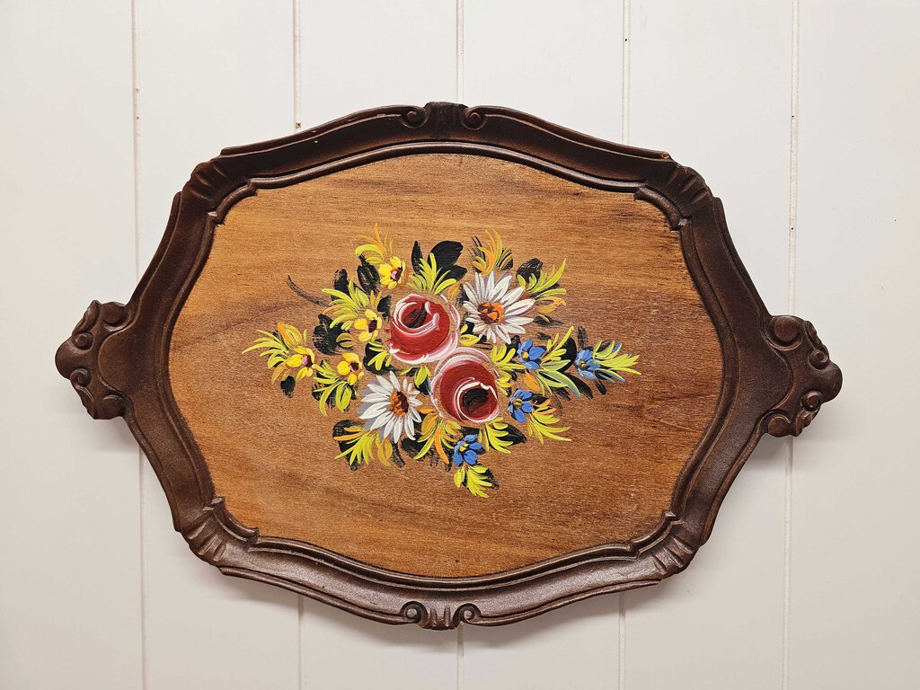 Handpainted Vintage wooden tray