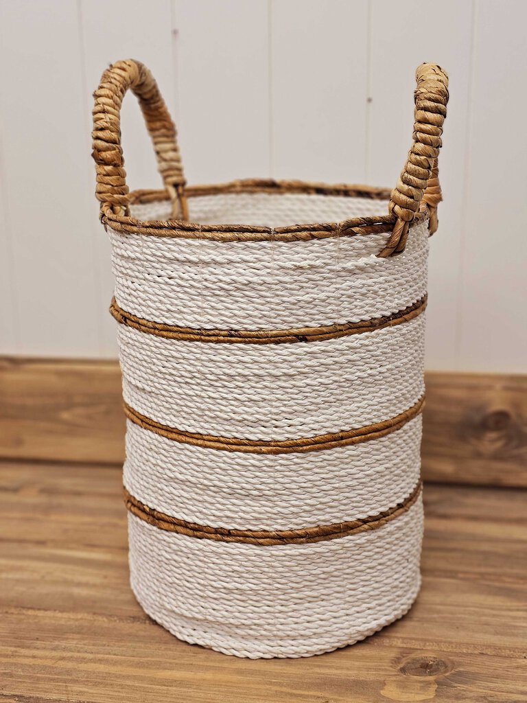 Small white/raffia storage basket