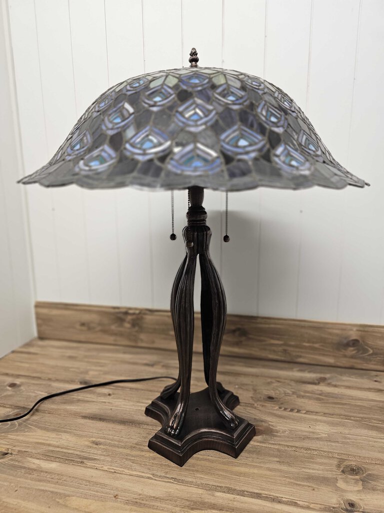 30" Meyda Tiffany Style Peacock Feather Table Lamp