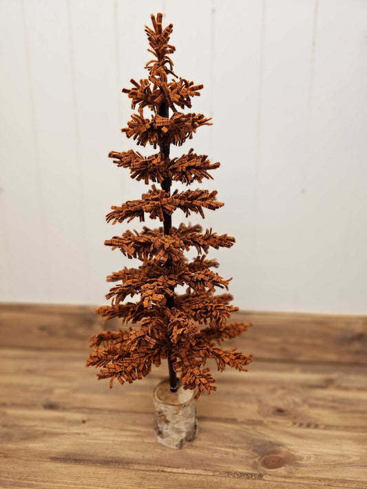 24" Handmade Orange Wool Tree