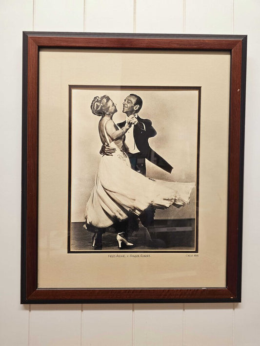 Vintage print of Fred Astaire and Ginger Rogers dancing