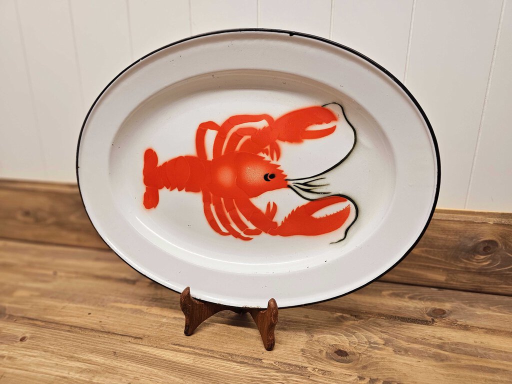 Vintage Enamelware Oval Lobster Platter