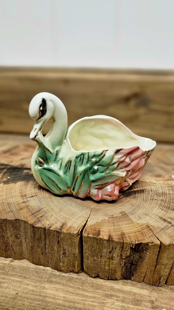 Vintage Ungemach Pottery (Roseville, OH) Set of 3 swan planters